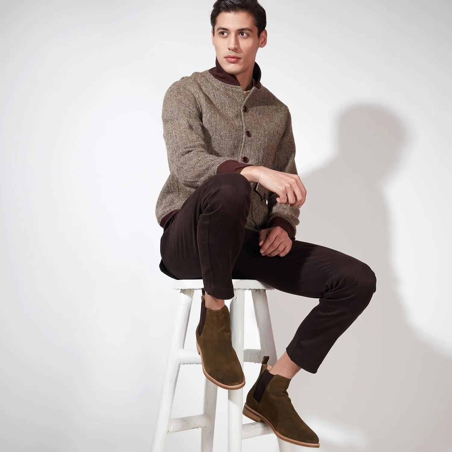 Saint Grimoald  Olive Suede Chelsea boot