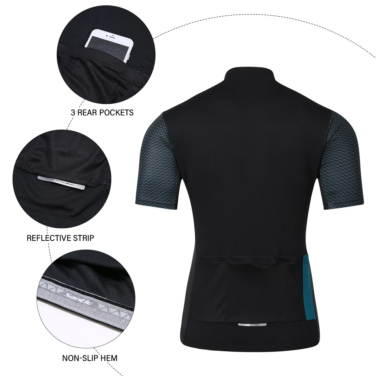 Santic Men Cycling Jersey Short Sleeve Black