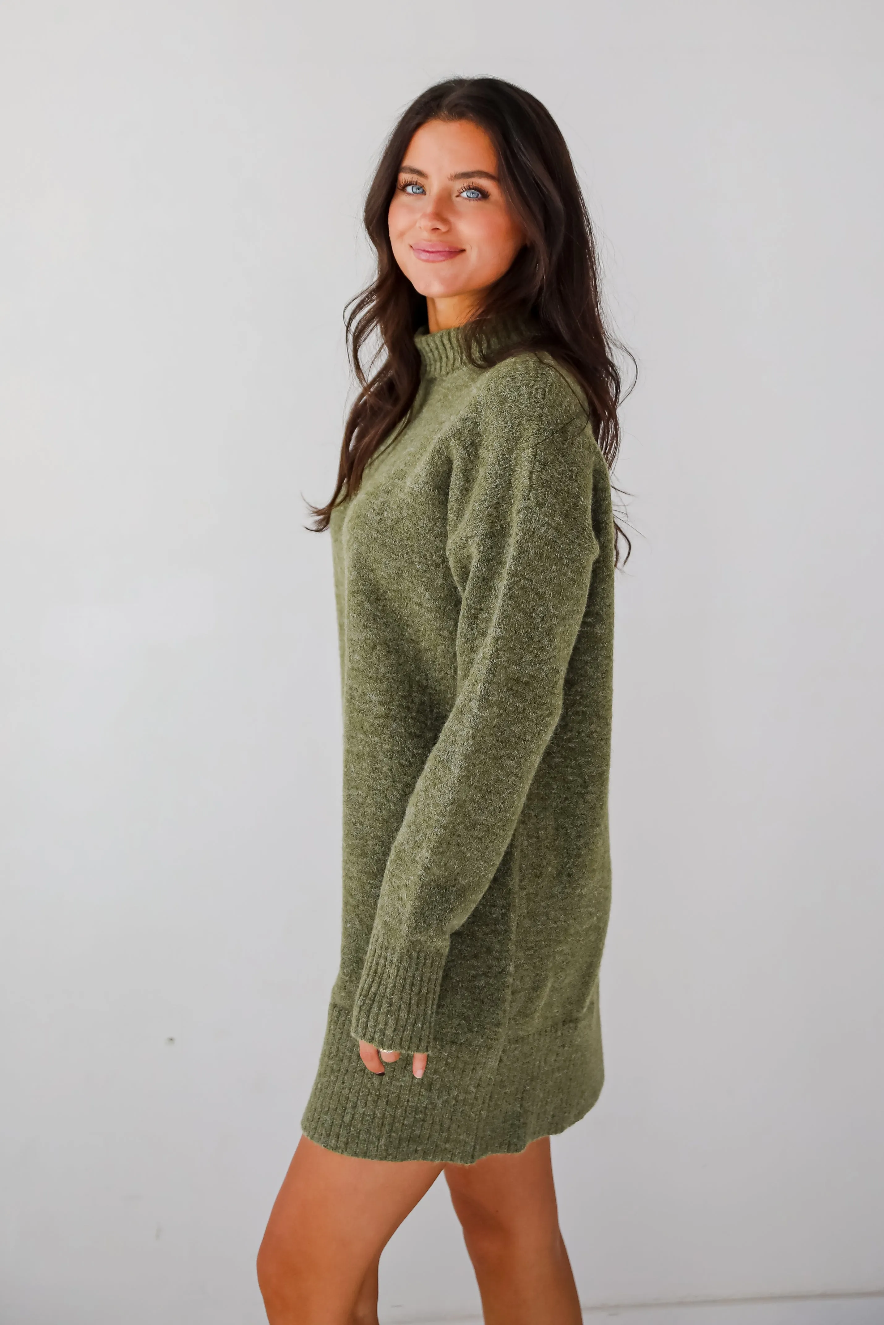 Seasonally Stylish Mock Neck Mini Sweater Dress