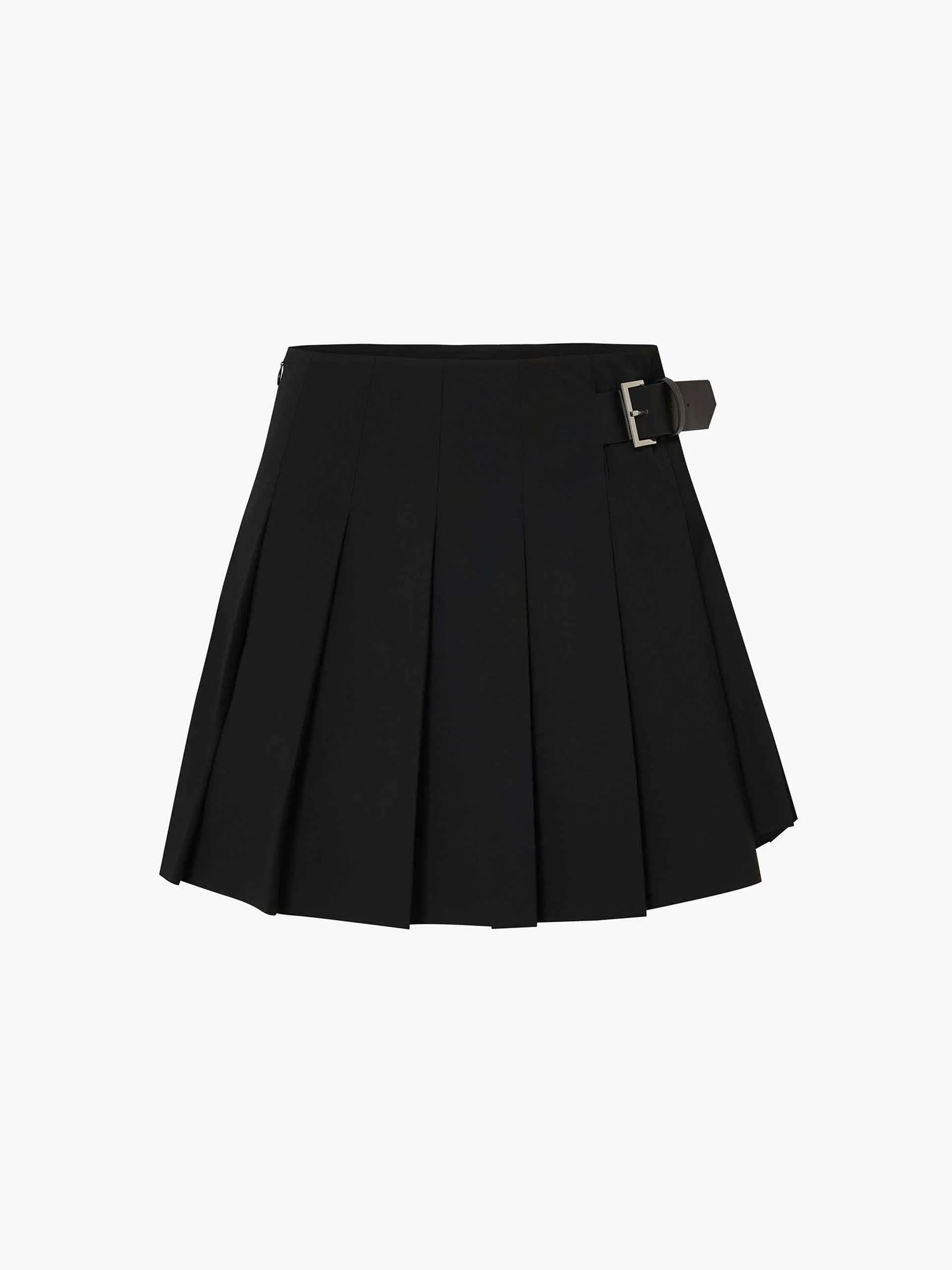 Side Buckle Pleated Skirt