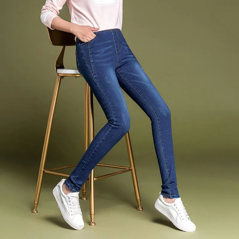 Skinny Jeans Women Casual High Waist Jeans Elastic Waist Pencil Pants