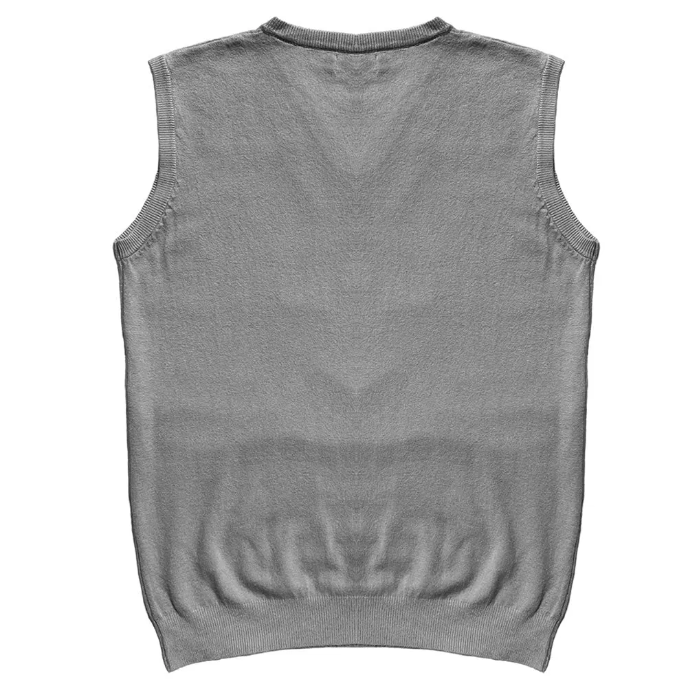 Solid Light Grey Mens V-Neck Sweater Vest