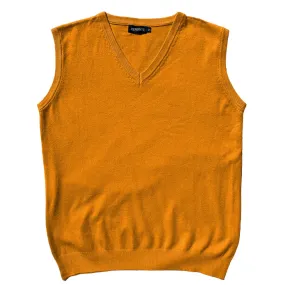 Solid Mustard Yellow Mens V-Neck Sweater Vest