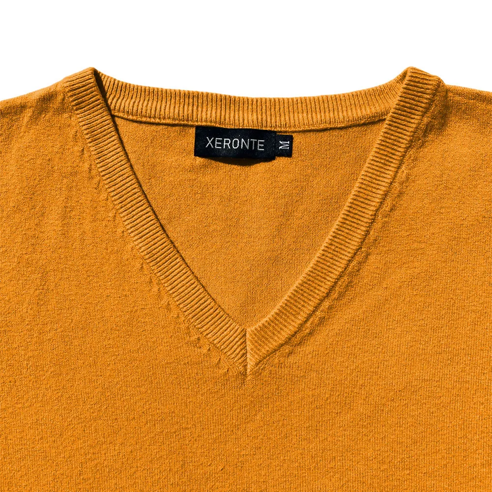 Solid Mustard Yellow Mens V-Neck Sweater Vest