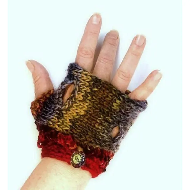 Swiss Cheese Melts Fingerless fingers free gloves or mittens knit pattern. Wonderful to wear year round.