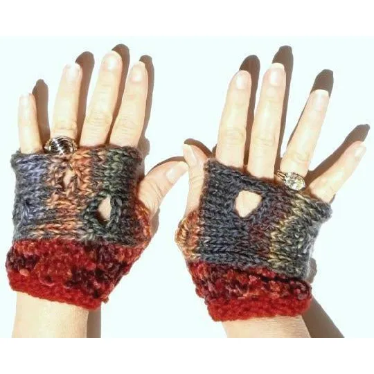 Swiss Cheese Melts Fingerless fingers free gloves or mittens knit pattern. Wonderful to wear year round.