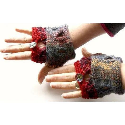 Swiss Cheese Melts Fingerless fingers free gloves or mittens knit pattern. Wonderful to wear year round.