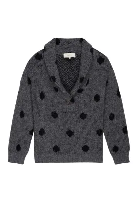 The Great - The Polkadot Henley Pullover in Charcoal