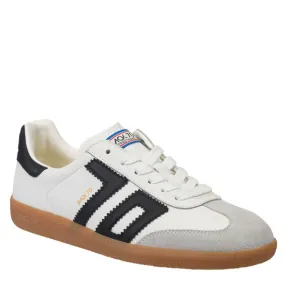 The Retro Soccer Lace Sneaker in White Black