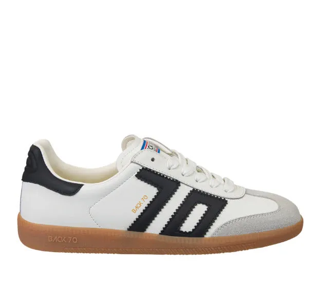 The Retro Soccer Lace Sneaker in White Black