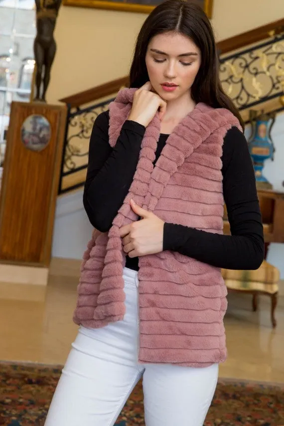 THML Pink Faux Fur Hooded Vest