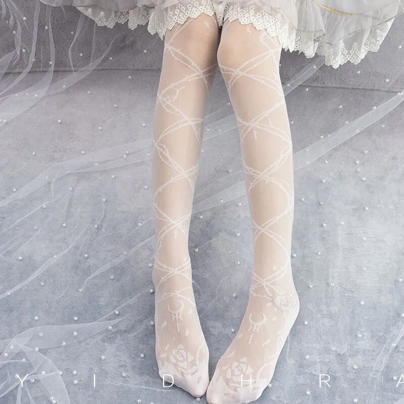 Thorns' Dream ~ Gothic Lolita Tights Sheer Summer Pantyhose by Yidhra