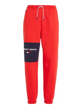 Tommy Jeans ColourBlock Mixed Fabric Sweatpants - Red