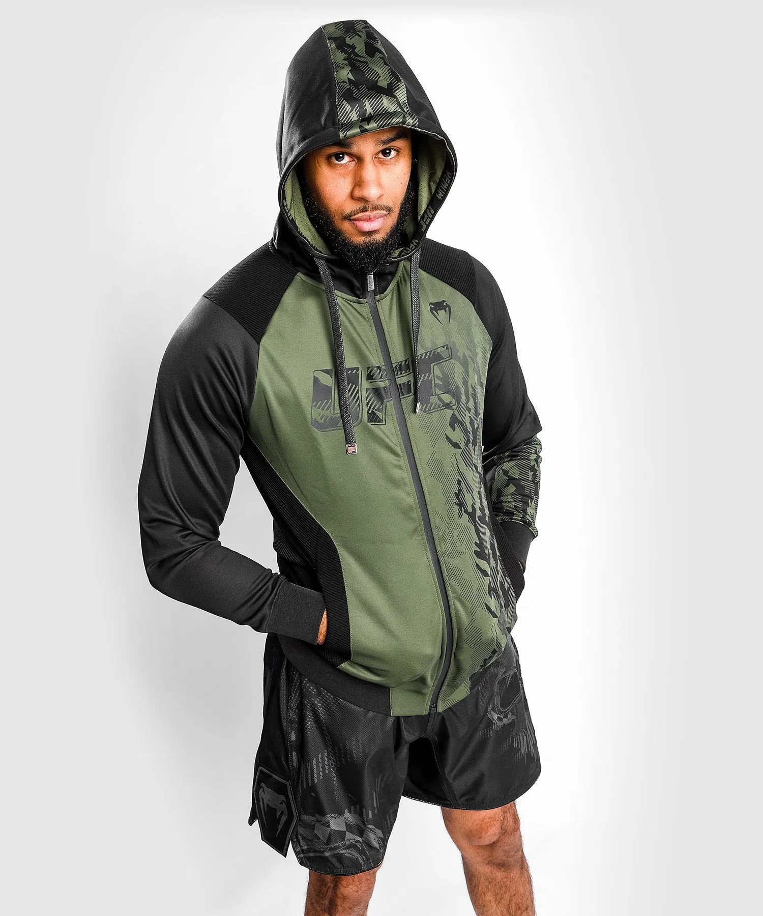 UFC Venum Authentic Fight Week Men's Zip Hoodie - Khaki