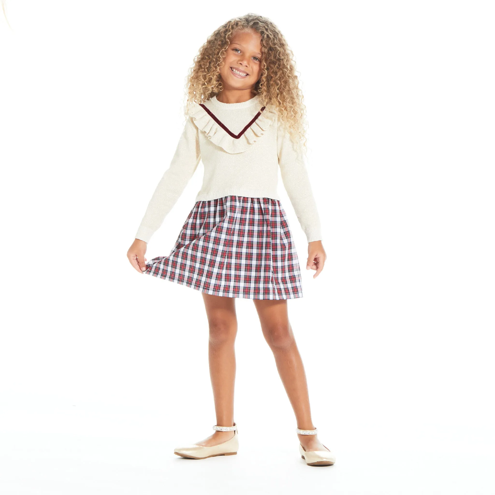 Varsity Ruffle Sweater Dress