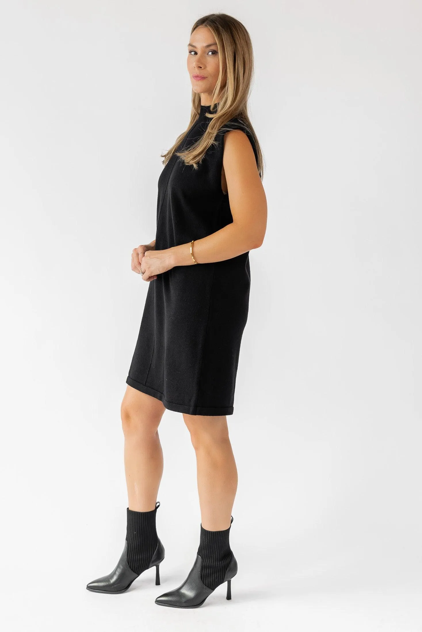 Verona Black Knit Mini Dress - Final Sale