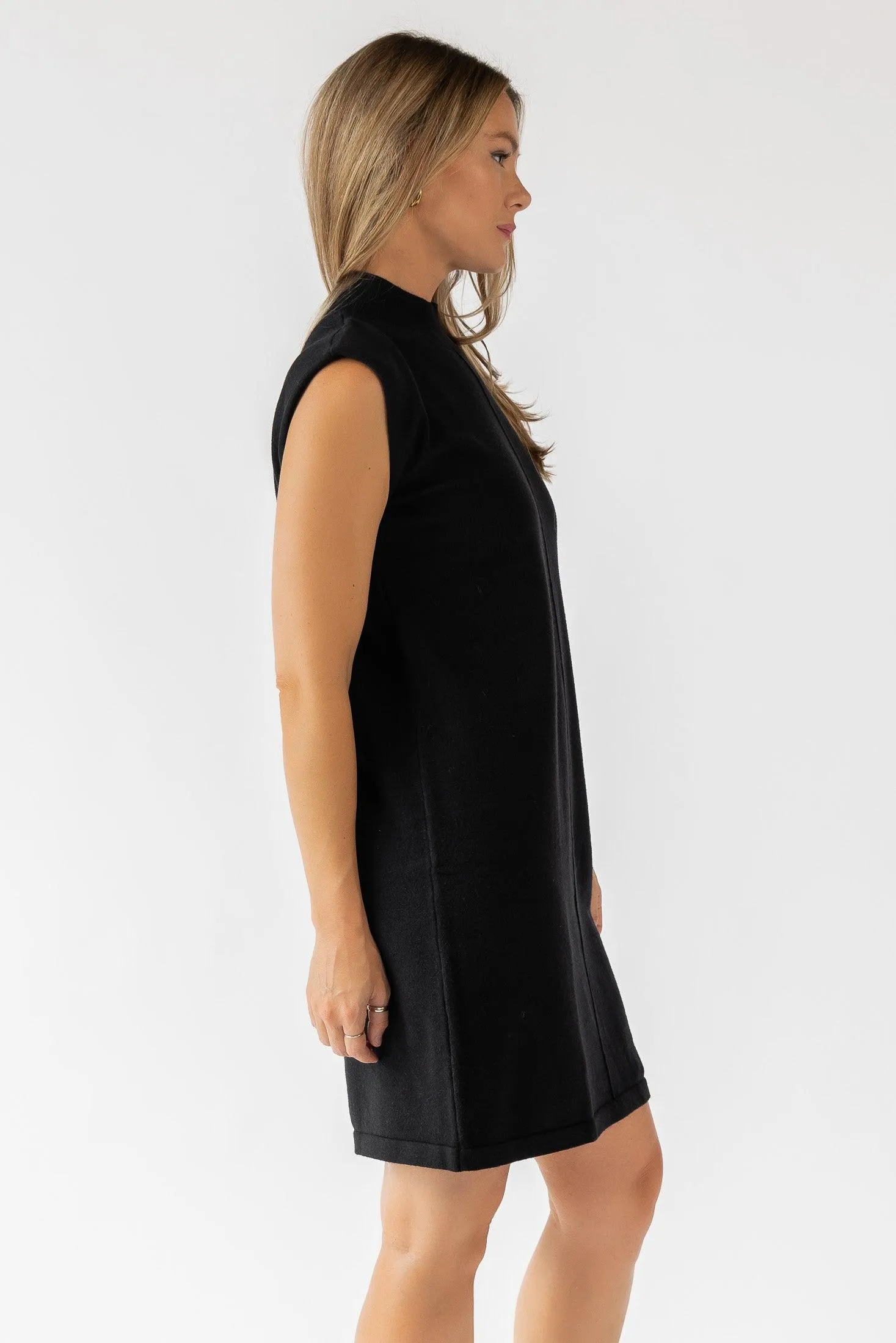 Verona Black Knit Mini Dress - Final Sale