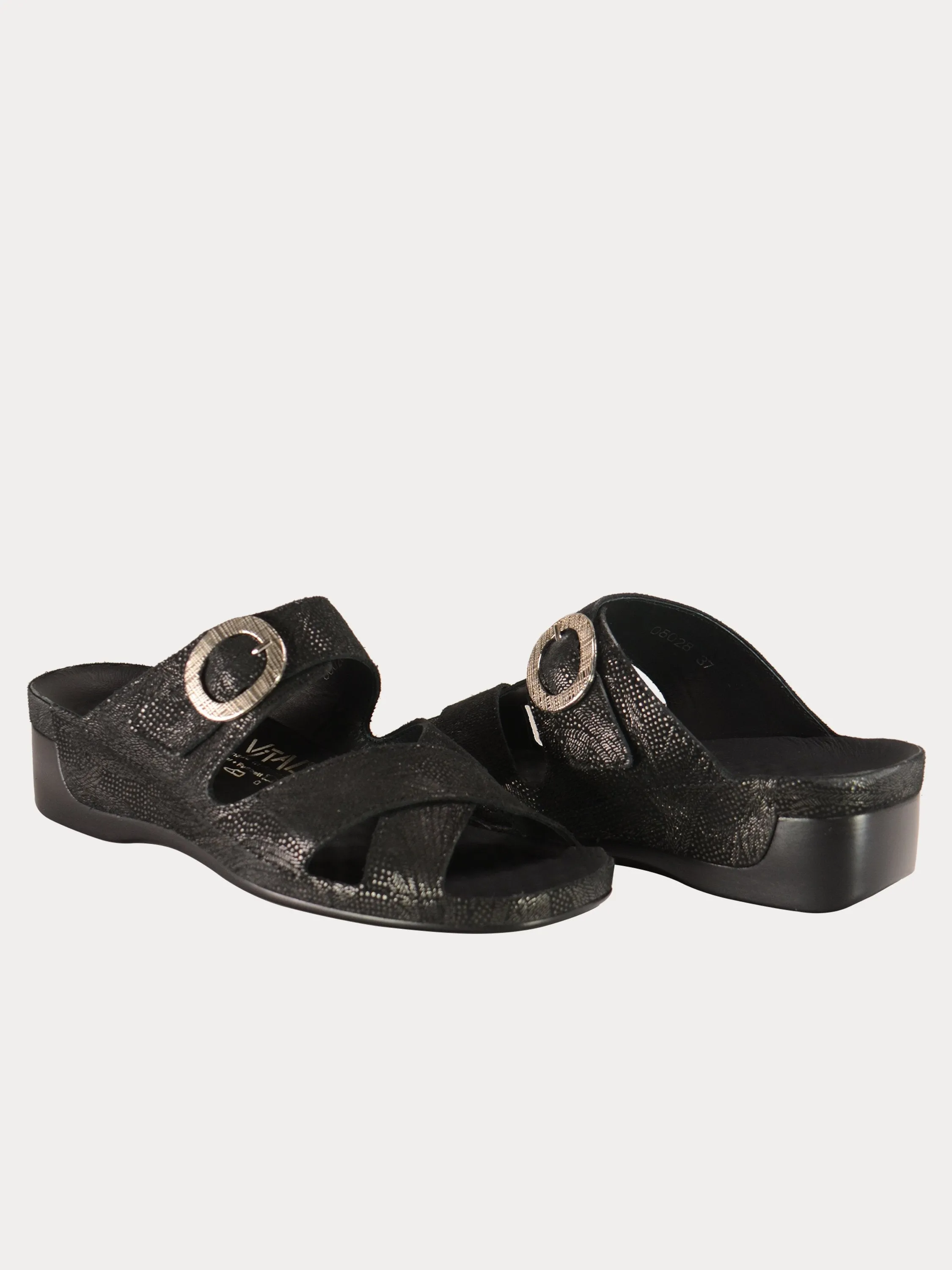 Vital Women's Buckle Strap Slider Leather Sandals