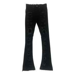 WAIMEA Men Distress Washed Stacked Jeans - Black Wash