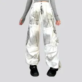 White painted jean pants for ladies