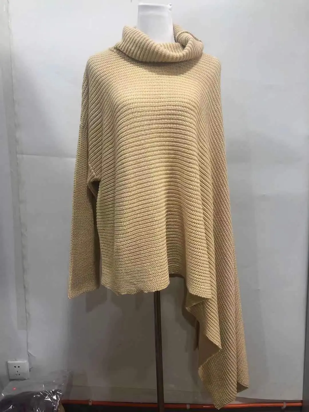 Women High Neck Long Sleeves Knitting Pullover Coats