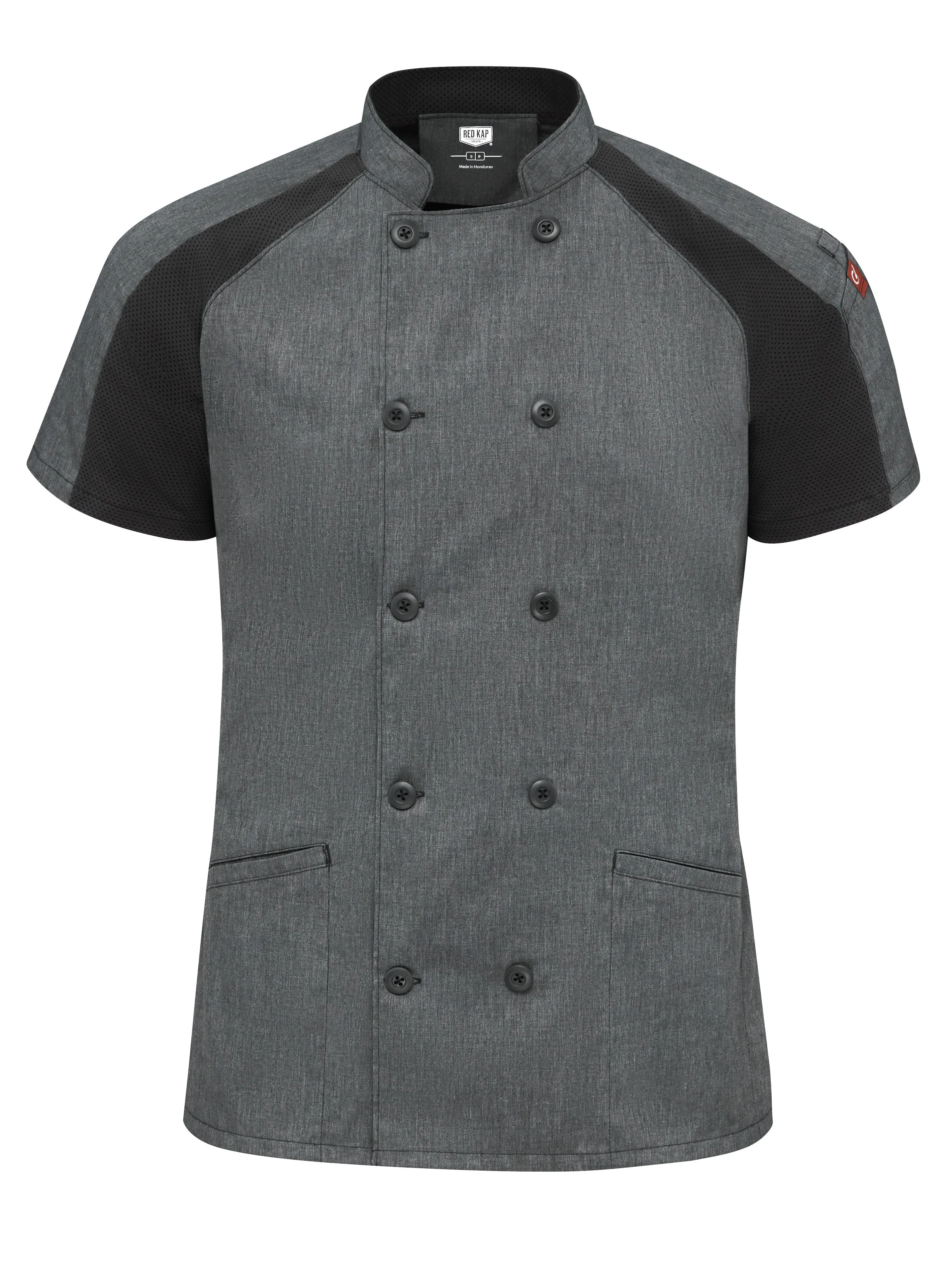 Women's Airflow Raglan Chef Coat with OilBlok 051W - Charcoal Heather with Charcoal/Black Mesh