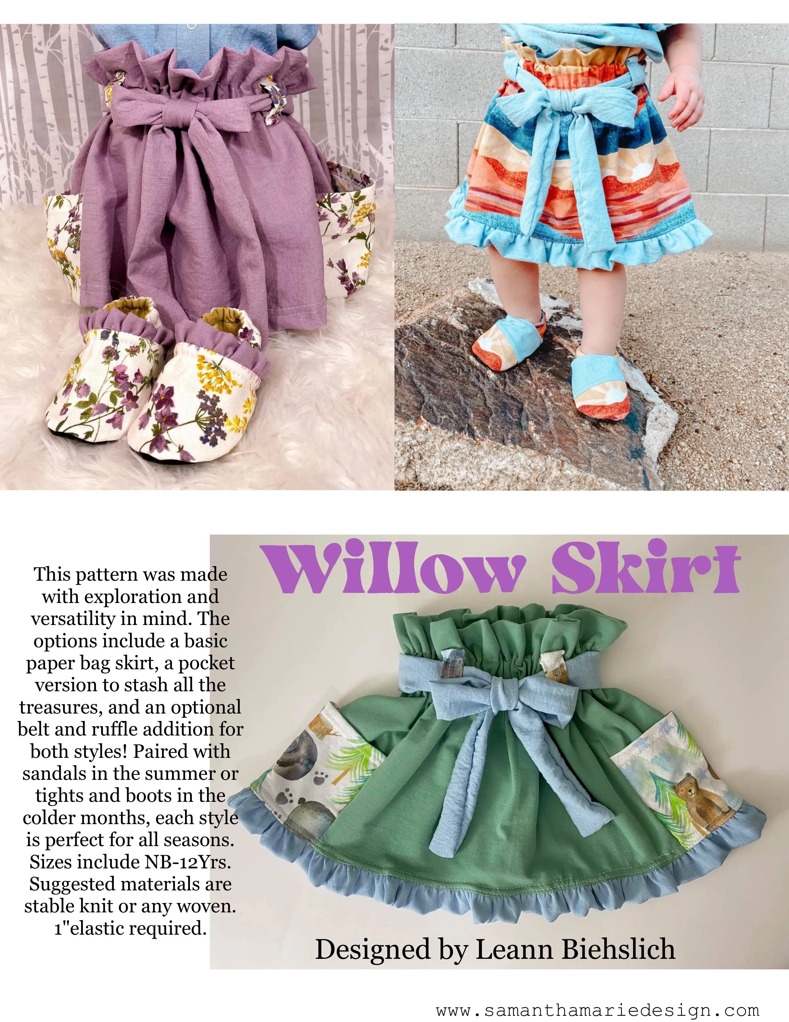 Youth Willow Skirt Digital Sewing Pattern Sizes NB-12Y